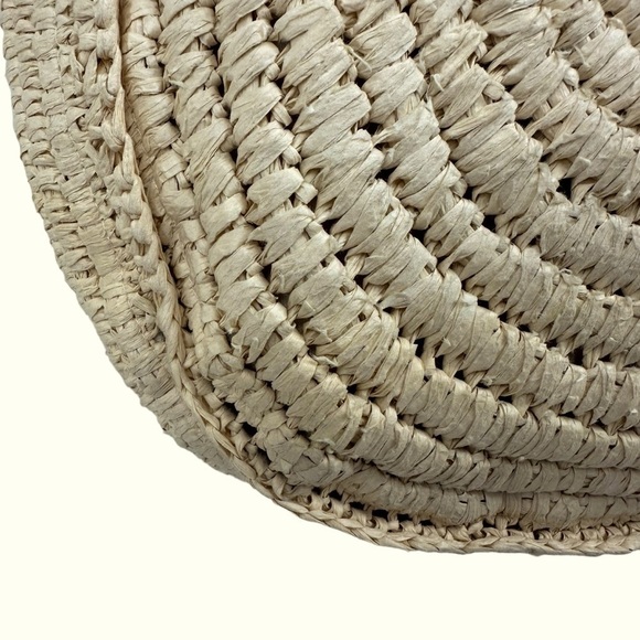 International Concepts Melania Circle Natural Tan Straw Circle Leopard Handbag - Picture 7 of 14